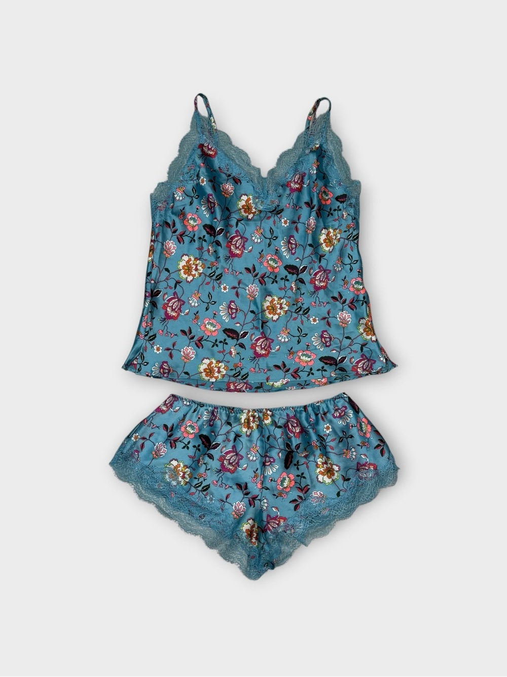 Victoria’s Secret Floral Satin & Lace Cami Set — Size XS